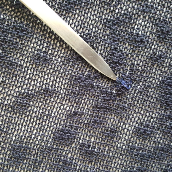 Navy Eileen Fisher Textured Linen Knit Blend Open Front Midi Cardigan Size 2X - Picture 7 of 14